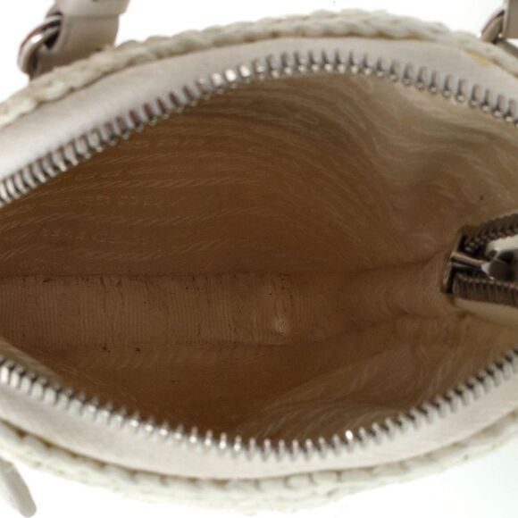 Prada Zip Phone Holder Crossbody Bag Raffia White - Picture 5 of 13